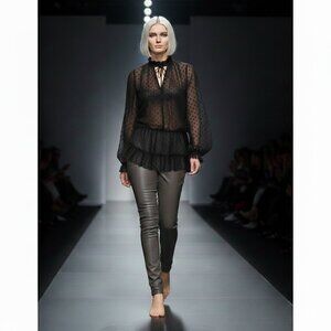 XXS Black Sheer Long Sleeve Dress or Tunic